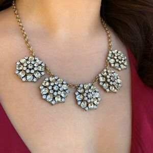 J. Crew Crystal Flower Statement Necklace